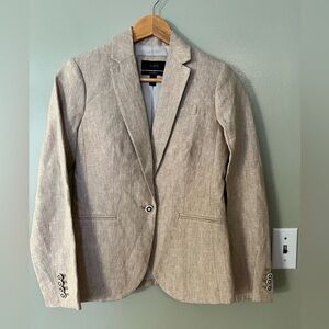 J. Crew Campbell 100% Linen Lined Office Beige Blazer Womens Size 2 New